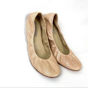 Beige Textured Women's Flats